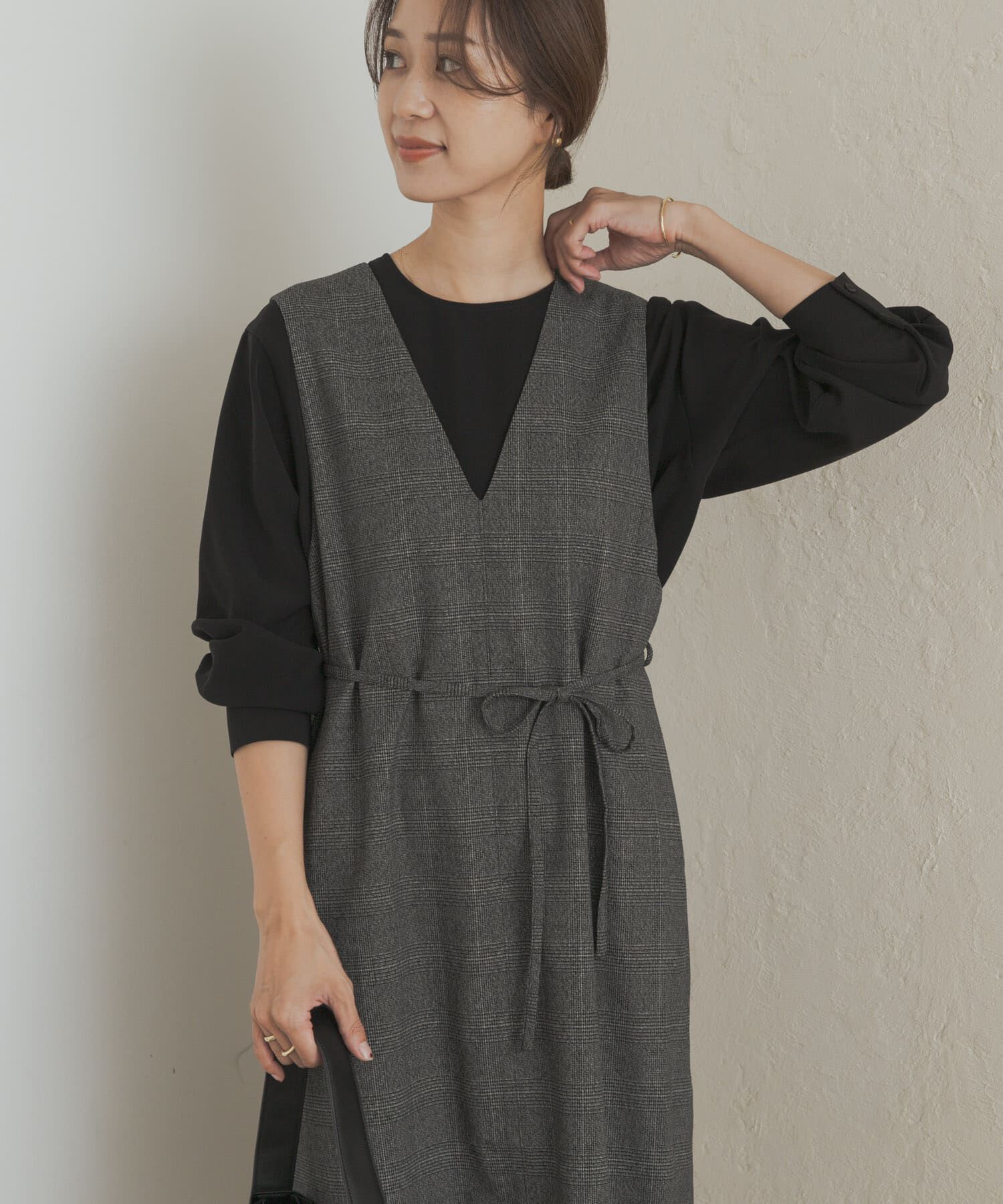 URBAN RESEARCH DOORS「『UR TECH』ツイルフレアジャンパースカート」|ワンピース|チェック