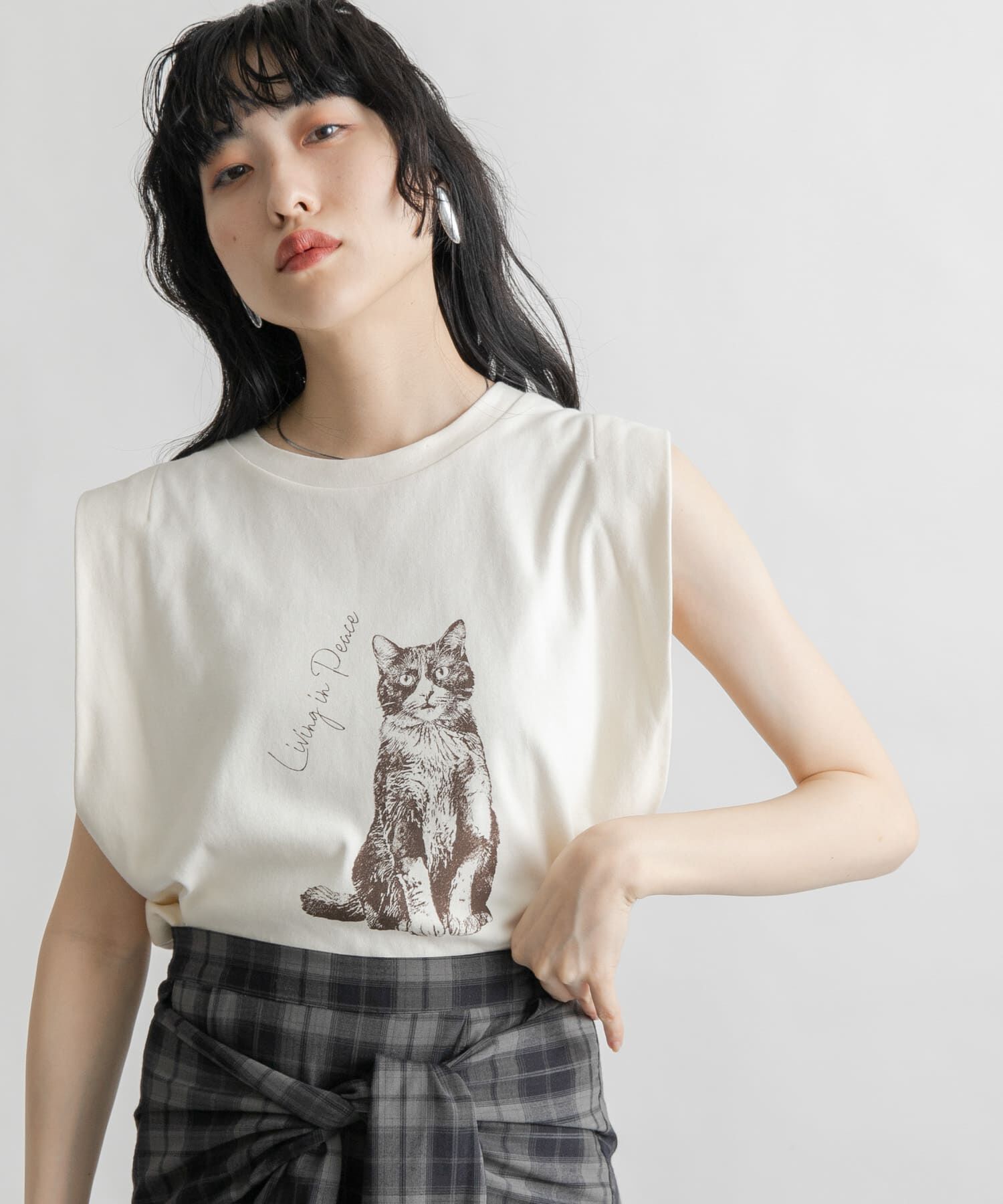  「ノースリーブプリントカットソー」|Tシャツ・カットソー|