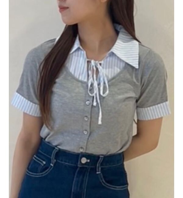  「シャツドッキングカットトップス」|Tシャツ・カットソー|