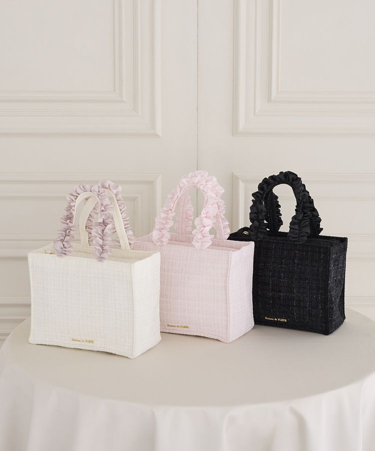 Maison de FLEUR「ツイードフリルハンドルスクエアトートバッグ」|トートバッグ|