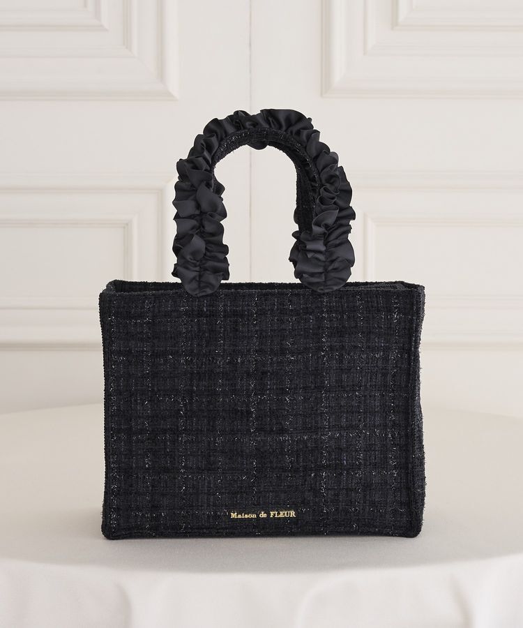 Maison de FLEUR「ツイードフリルハンドルスクエアトートバッグ」|トートバッグ|