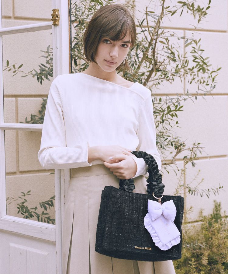 Maison de FLEUR「ツイードフリルハンドルスクエアトートバッグ」|トートバッグ|