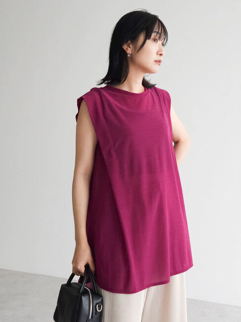 Green Parks「ノースリーブシアーカットプルオーバー」|Tシャツ・カットソー|Pink