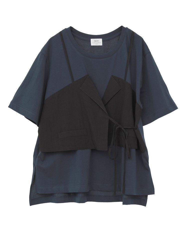 Editt by YECCA VECCA「ビスチェレイヤード風デザインTee」|Tシャツ・カットソー|Navy