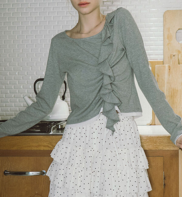 archives「フリルドロストカットＴＯＰＳ」|Tシャツ・カットソー|GRAY