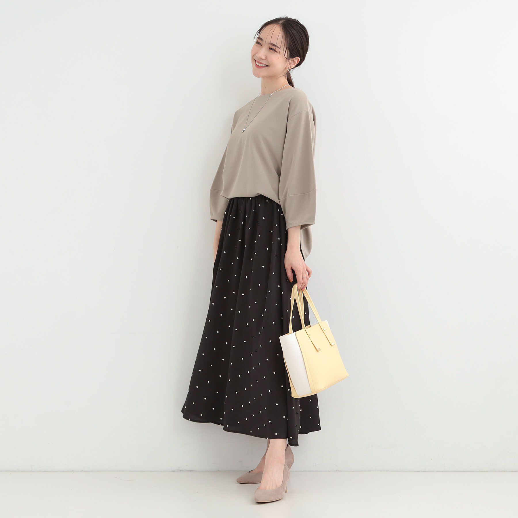 SHOO･LA･RUE「【2点セット/7分袖】ランタンスリーブで女性らしい インせず着られる ネックレス付きブラウス」|シャツ・ブラウス|