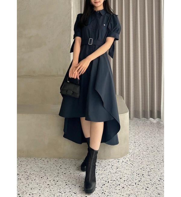 dazzlin「【POLO BCSコラボ/20周年記念復刻！】ヘムレイヤードシャツワンピース」|ワンピース|ネイビー