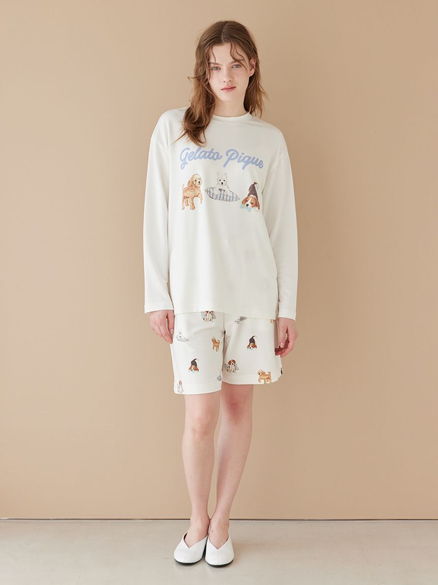 gelato pique「【UNISEX】プレイフルDOGワンポイントロンT」|ルームウェア|