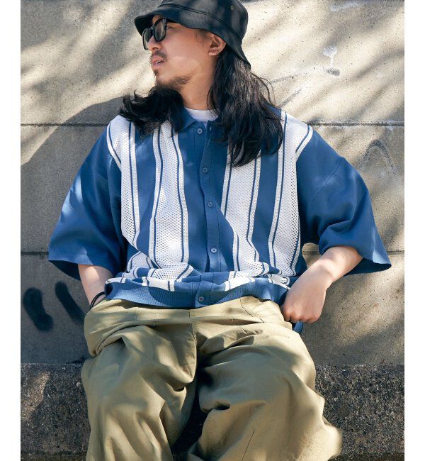 VENCE share style「ストライプケンシュクニットシャツ」|Tシャツ・カットソー|