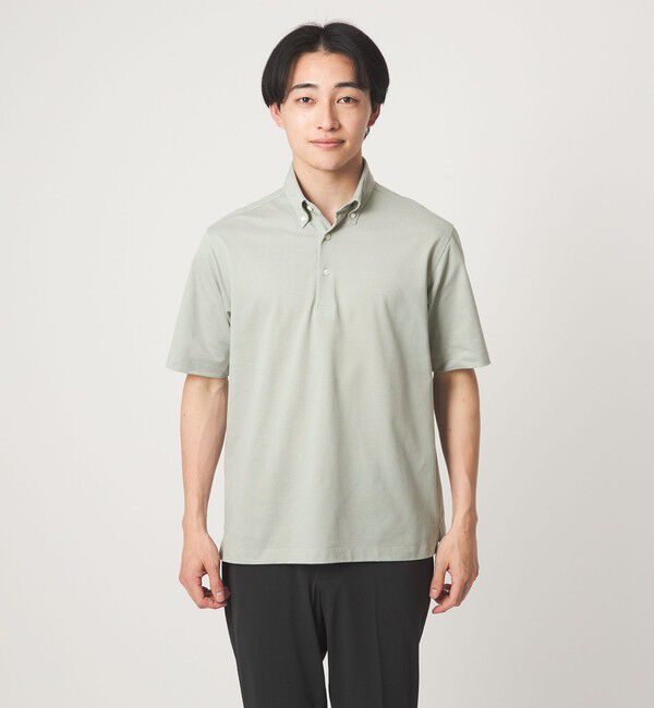 UNITED ARROWS green label relaxing「DUADRY clean バーズアイ ボタンダウン ビズポロ ポロシャツ -吸水速乾・抗菌-」|ポロシャツ|LIME