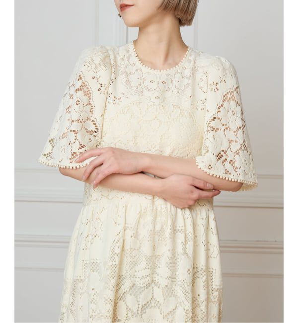 IENA LA BOUCLE「SEA NEW YORK/シー ニューヨーク ARIANNA LACE SSLV MIDI DRESS RS26-061」|ワンピース|