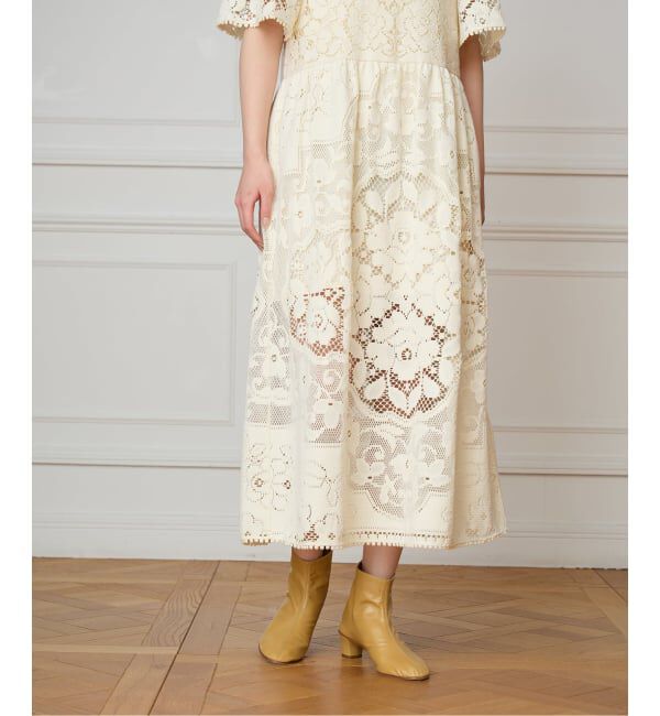 IENA LA BOUCLE「SEA NEW YORK/シー ニューヨーク ARIANNA LACE SSLV MIDI DRESS RS26-061」|ワンピース|