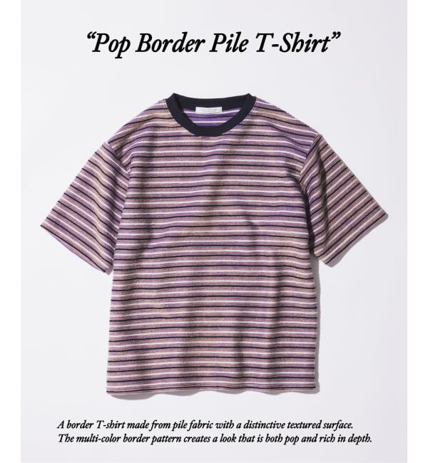JOURNAL STANDARD「ポップ ボーダー パイル Tシャツ」|Tシャツ・カットソー|パープル