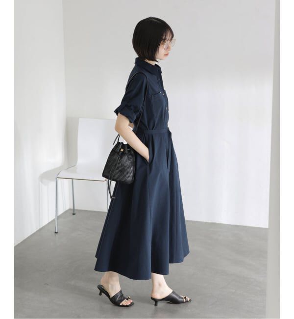  「【洗える】リベットシャツワンピース」|ワンピース|