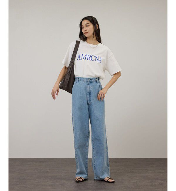 SALON adam et rope'「【Americana（アメリカーナ）】ラフィー丸胴 プリントT / センターロゴ」|Tシャツ・カットソー|