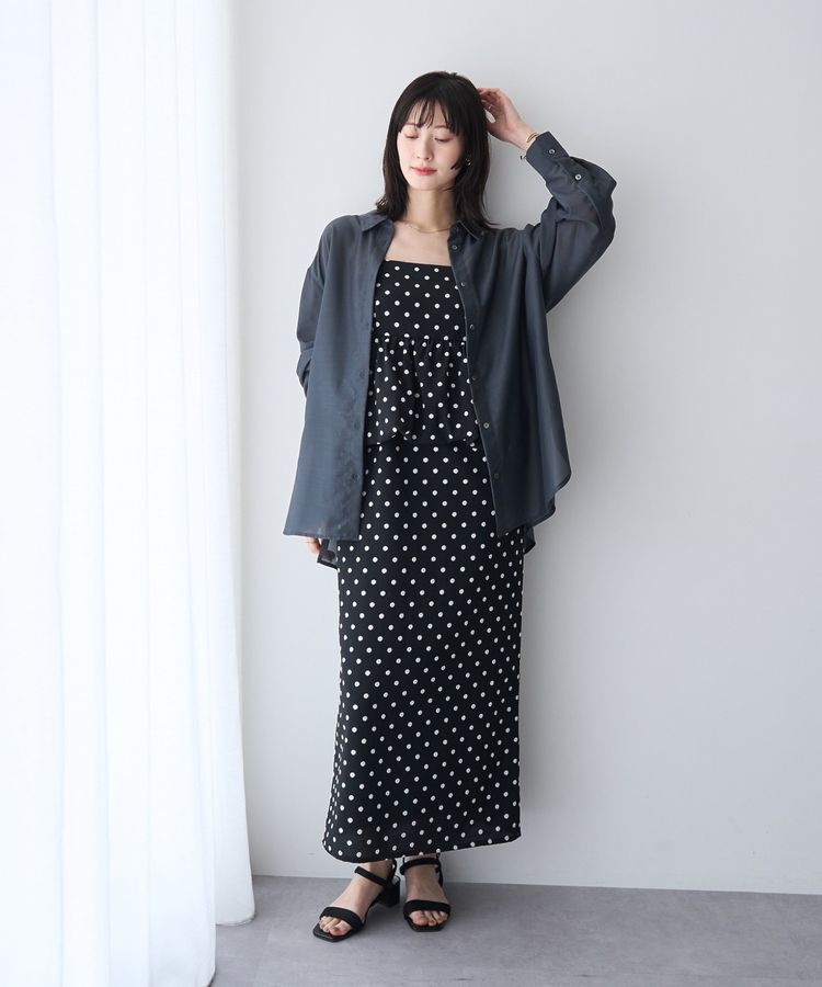 YECCA VECCA「ドット柄バルーンキャミワンピース」|ワンピース|Black