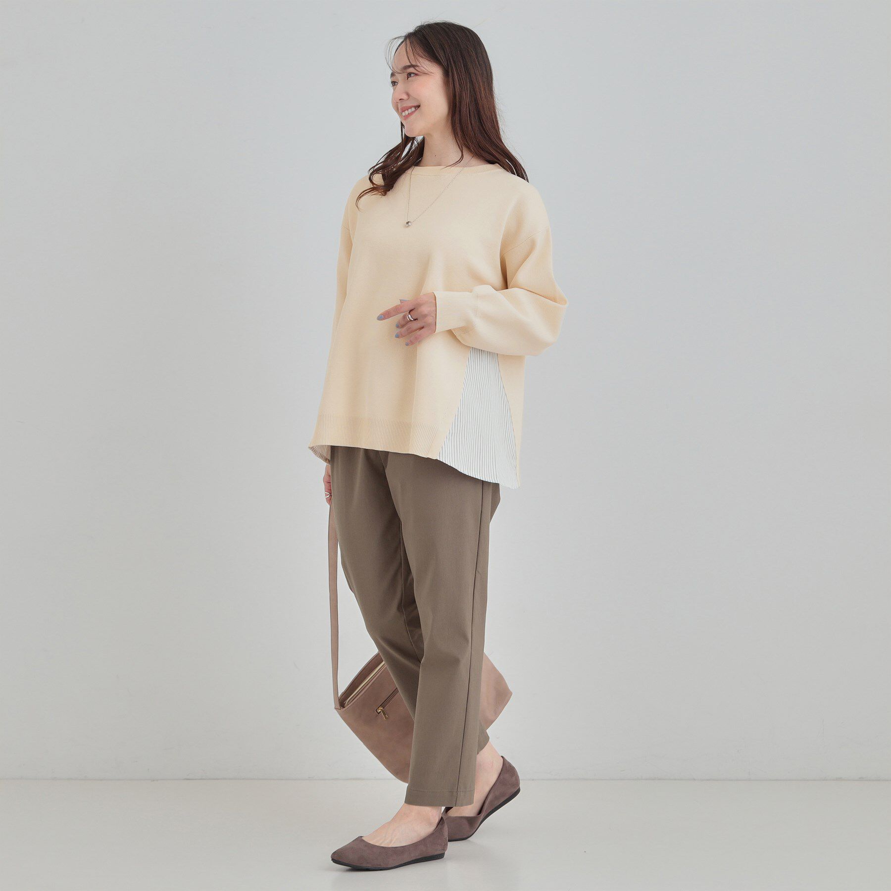 SHOO･LA･RUE「【洗濯機可/S-LL/体型カバー】横姿もきれい見え スポンディッシュ Aライントップス」|ニット・セーター|