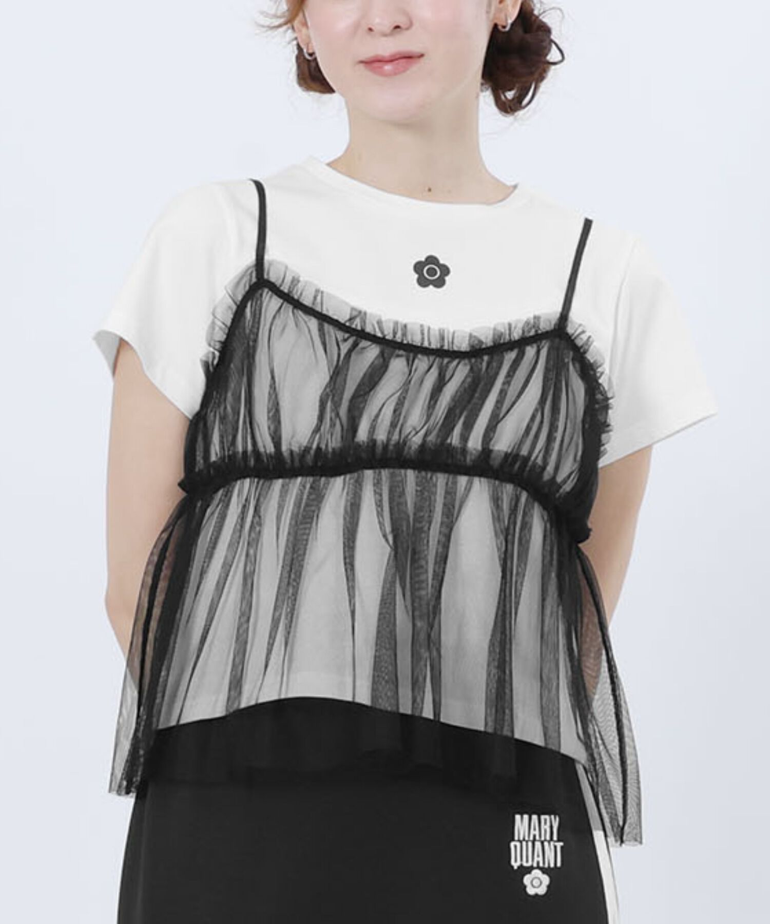 MARY QUANT「チュールキャミセット Tシャツ」|Tシャツ・カットソー|ブラック