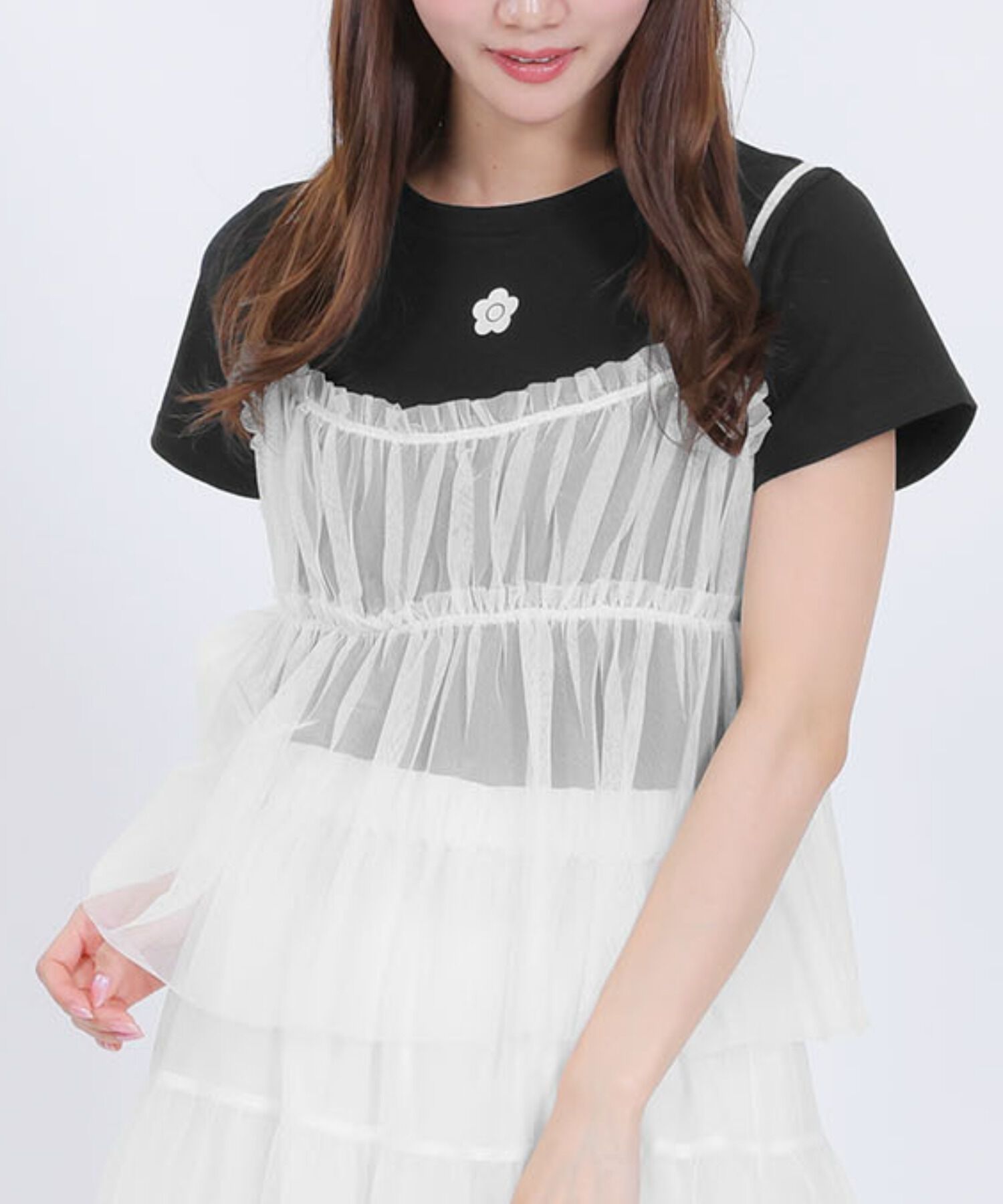 MARY QUANT「チュールキャミセット Tシャツ」|Tシャツ・カットソー|ホワイト