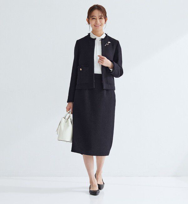 UNITED ARROWS green label relaxing「ツイードライク ノーカラー ジャケット」|ノーカラージャケット|