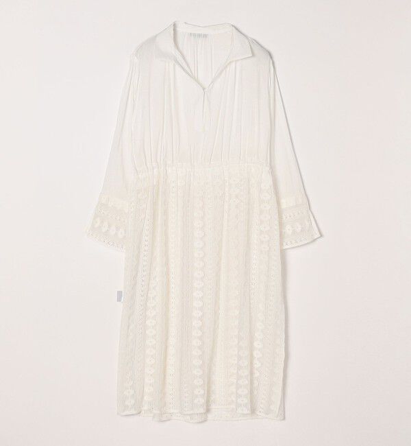 quaranciel「quaranciel: クロシェ レース レイヤード シャツ ワンピース」|ワンピース|