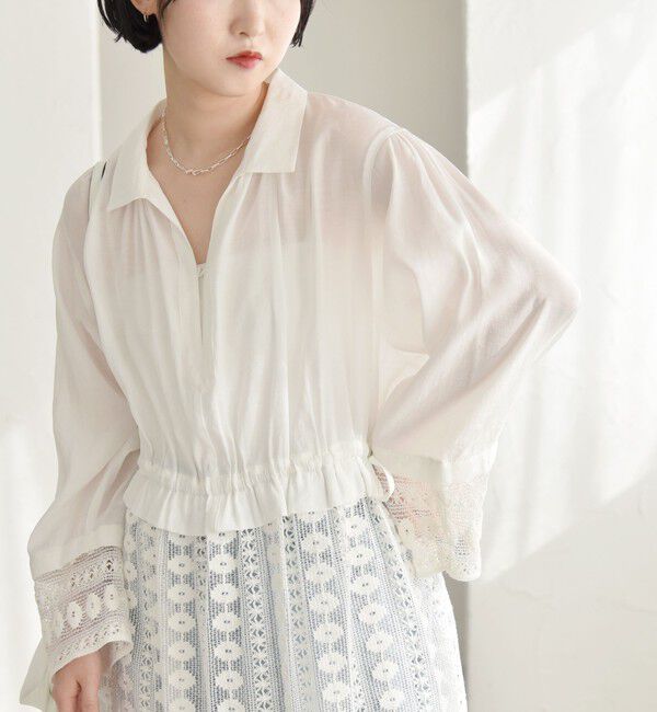 quaranciel「quaranciel: クロシェ レース レイヤード シャツ ワンピース」|ワンピース|