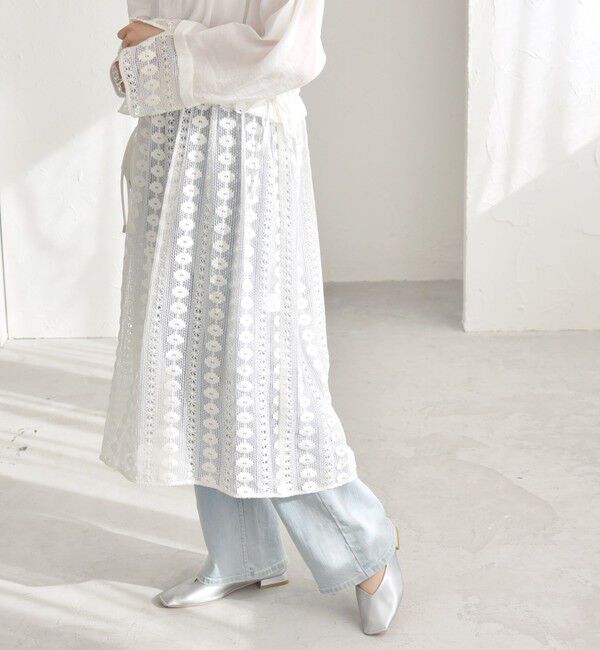quaranciel「quaranciel: クロシェ レース レイヤード シャツ ワンピース」|ワンピース|