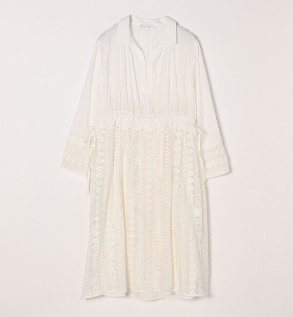 quaranciel「quaranciel: クロシェ レース レイヤード シャツ ワンピース」|ワンピース|