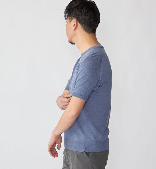 SHIPS「Drumohr: リネン コットン ガーメントダイ クルーネック ニット Tシャツ」|Tシャツ・カットソー|