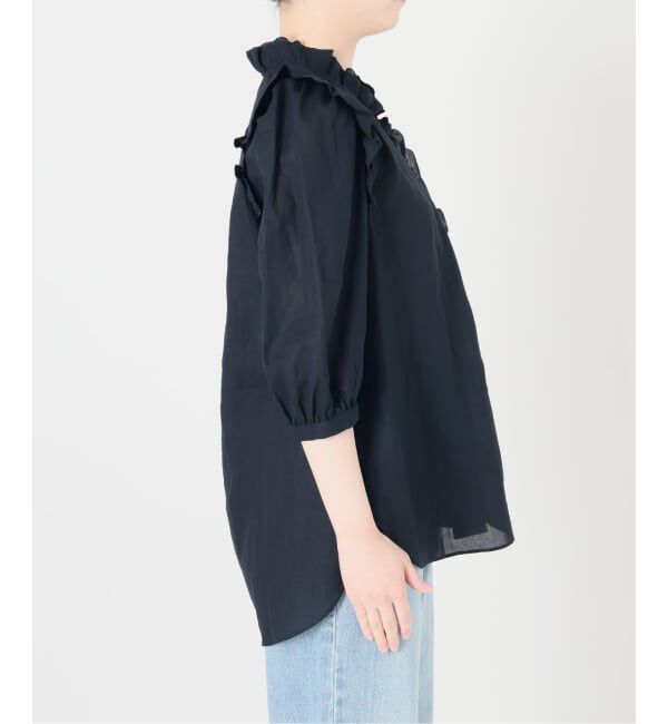 IENA「《一部店舗限定》 コットンシュリンク7分袖ブラウス」|シャツ・ブラウス|