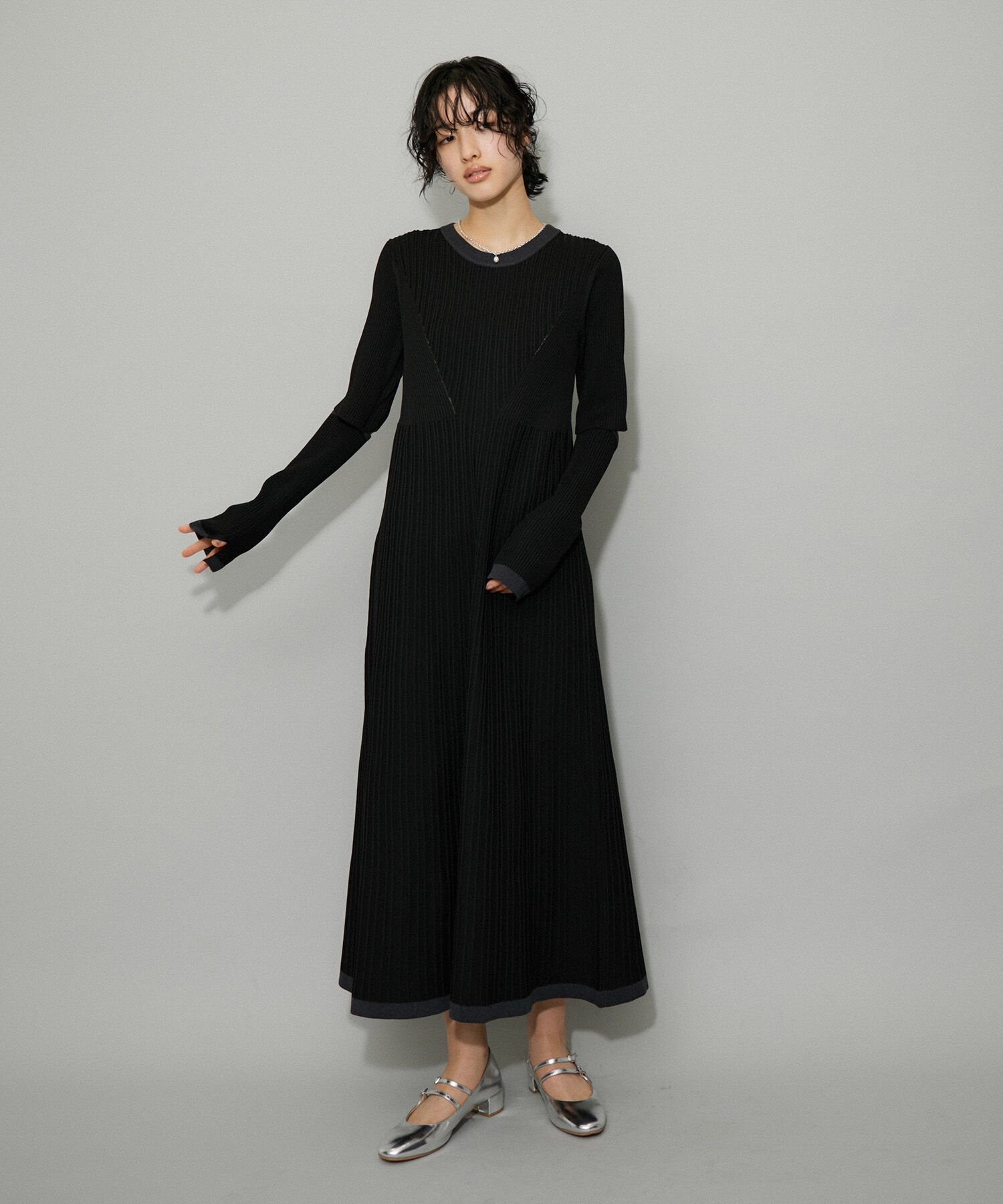 ADAM ET ROPE'「【WEB限定・サステナブル】3WAYバイカラーニットワンピース」|ワンピース|