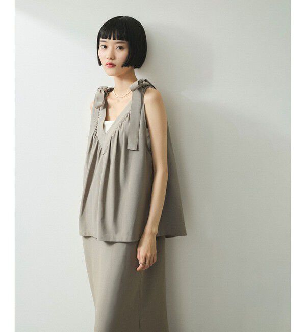 ADAM ET ROPE'「【WEB限定】・【オケージョン】ショルダーリボンワンピース」|ワンピース|