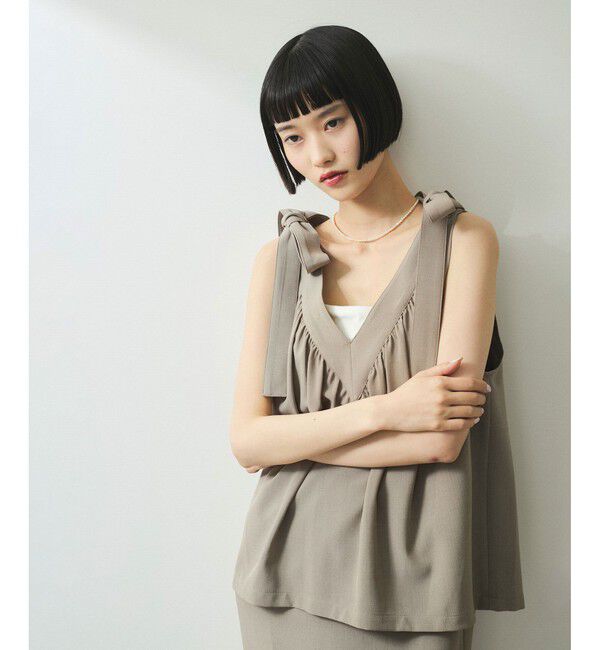 ADAM ET ROPE'「【WEB限定】・【オケージョン】ショルダーリボンワンピース」|ワンピース|