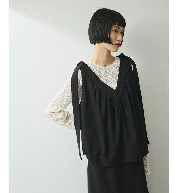 ADAM ET ROPE'「【WEB限定】・【オケージョン】ショルダーリボンワンピース」|ワンピース|