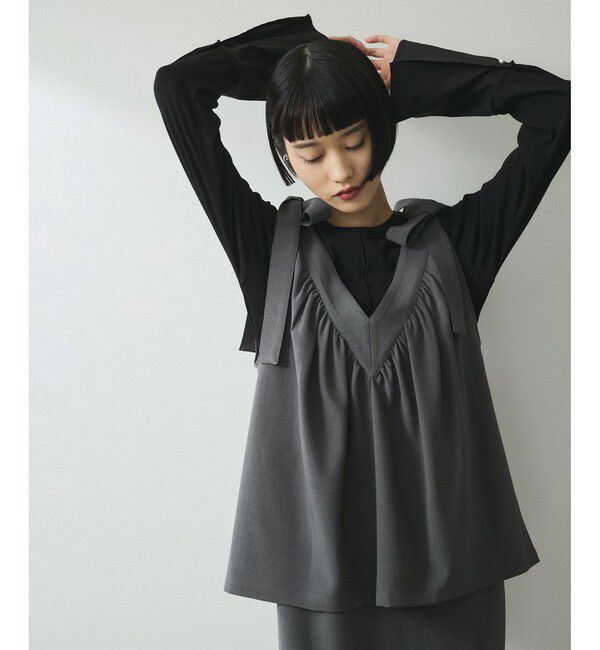 ADAM ET ROPE'「【WEB限定】・【オケージョン】ショルダーリボンワンピース」|ワンピース|