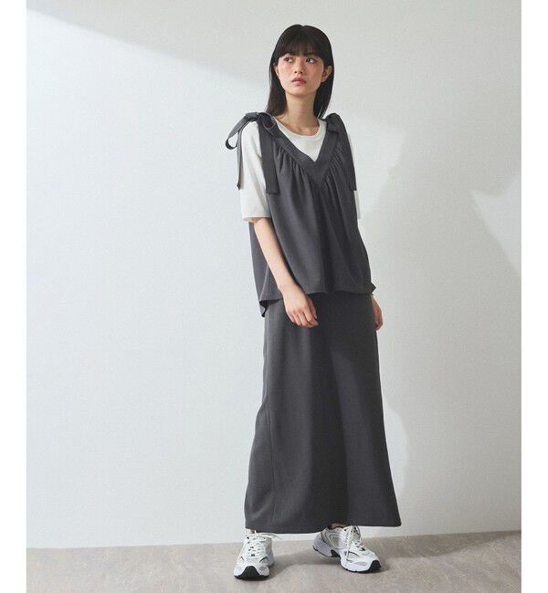 ADAM ET ROPE'「【WEB限定】・【オケージョン】ショルダーリボンワンピース」|ワンピース|チャコール(06)