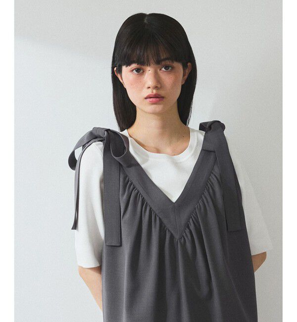 ADAM ET ROPE'「【WEB限定】・【オケージョン】ショルダーリボンワンピース」|ワンピース|