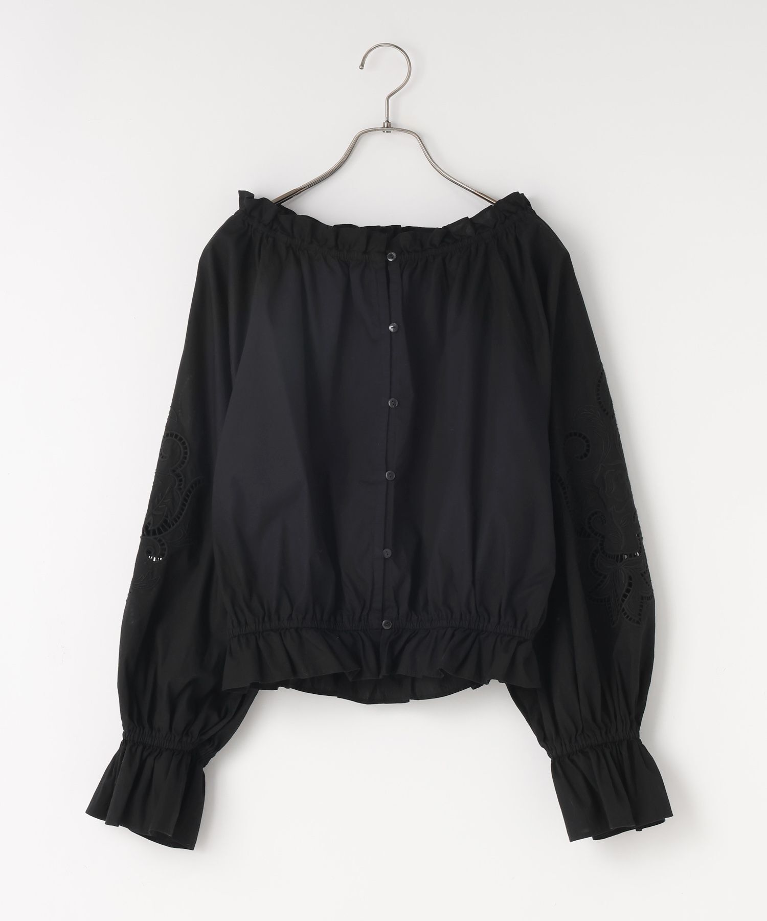 LOWRYS FARM「カットワークレースブラウス」|シャツ・ブラウス|BLK