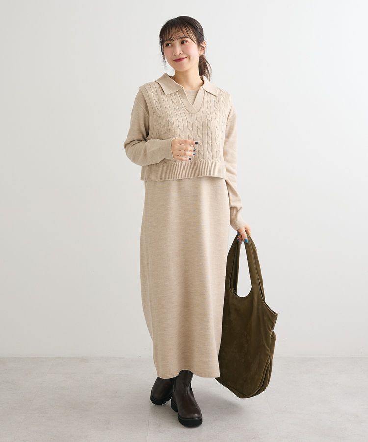 Green Parks「SET2点ケーブルベスト+ニットワンピース」|ワンピース|