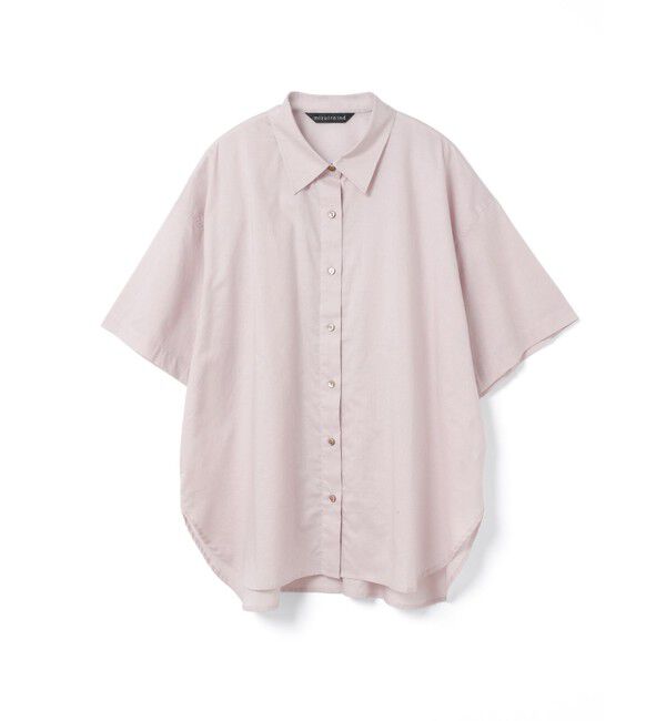 mizuiro ind「mizuiro ind ハーフスリーブワイドシャツ」|シャツ・ブラウス|スモークピンク
