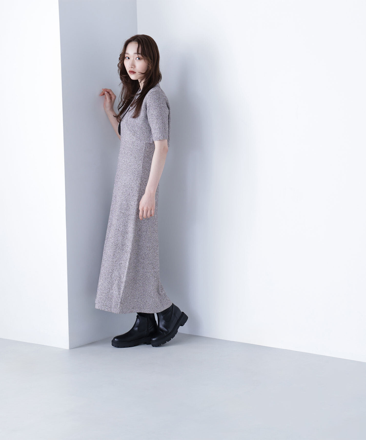  「ショートボレロセットニットワンピース」|ワンピース|