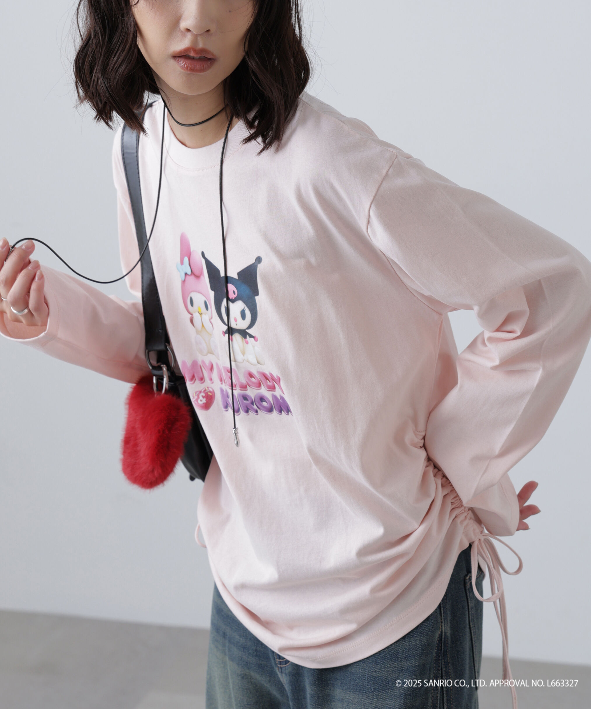  「〈メロクロコラボ〉ロングTシャツ」|Tシャツ・カットソー|ピンク