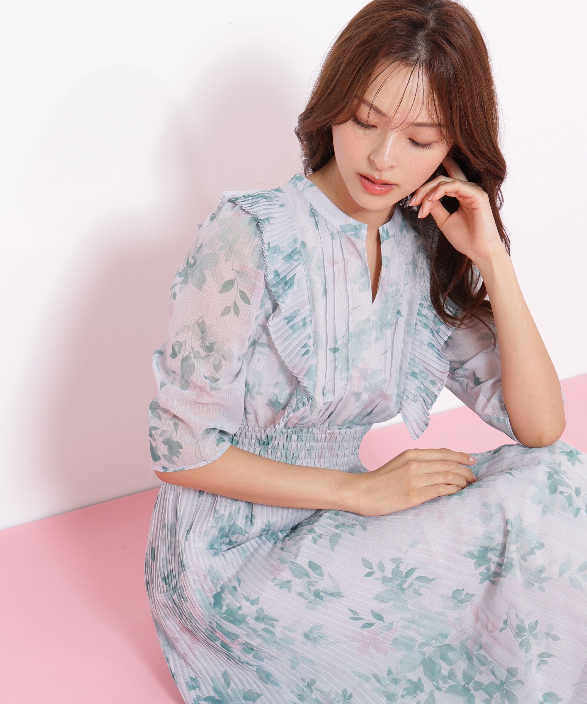  「ぼかしフラワープリントワンピース」|ワンピース|