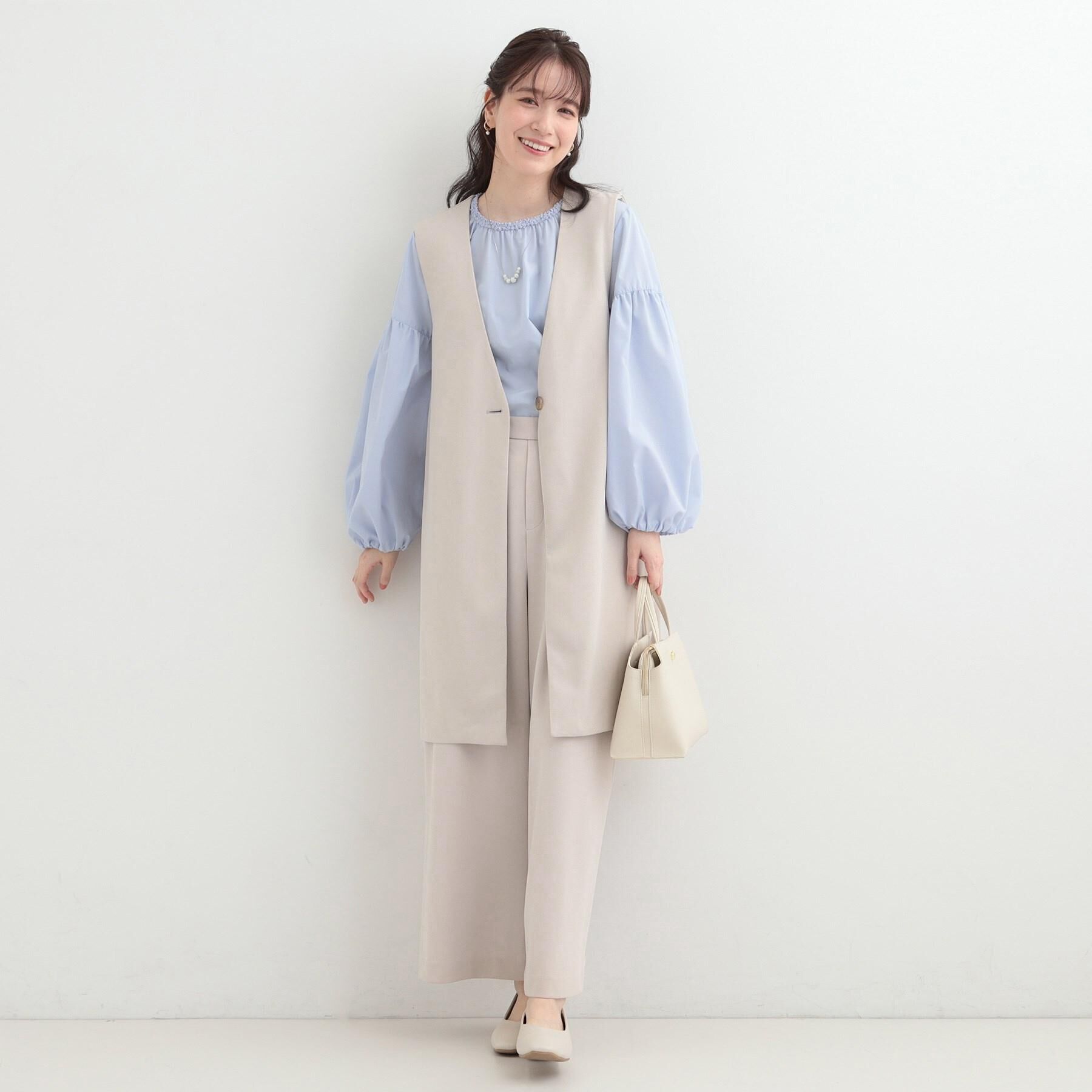 SHOO･LA･RUE「【洗濯機可/セットアップ可/S-3L】きちんと楽に。カットジョーゼット ロングジレ」|ベスト・ジレ|