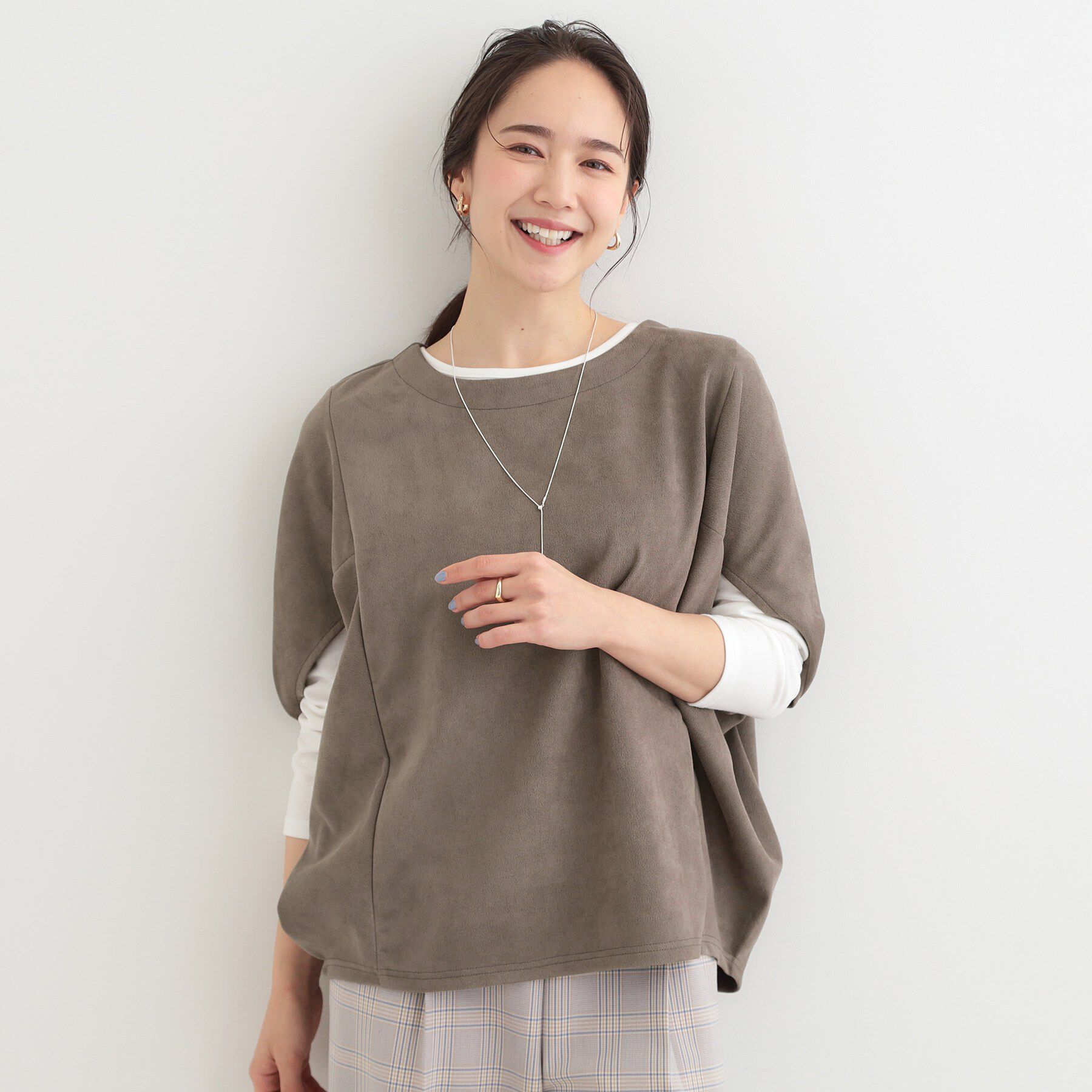 SHOO･LA･RUE「【体型カバー/2点セット】ポンチョ風 スエードライクトップス+ロンT」|その他|