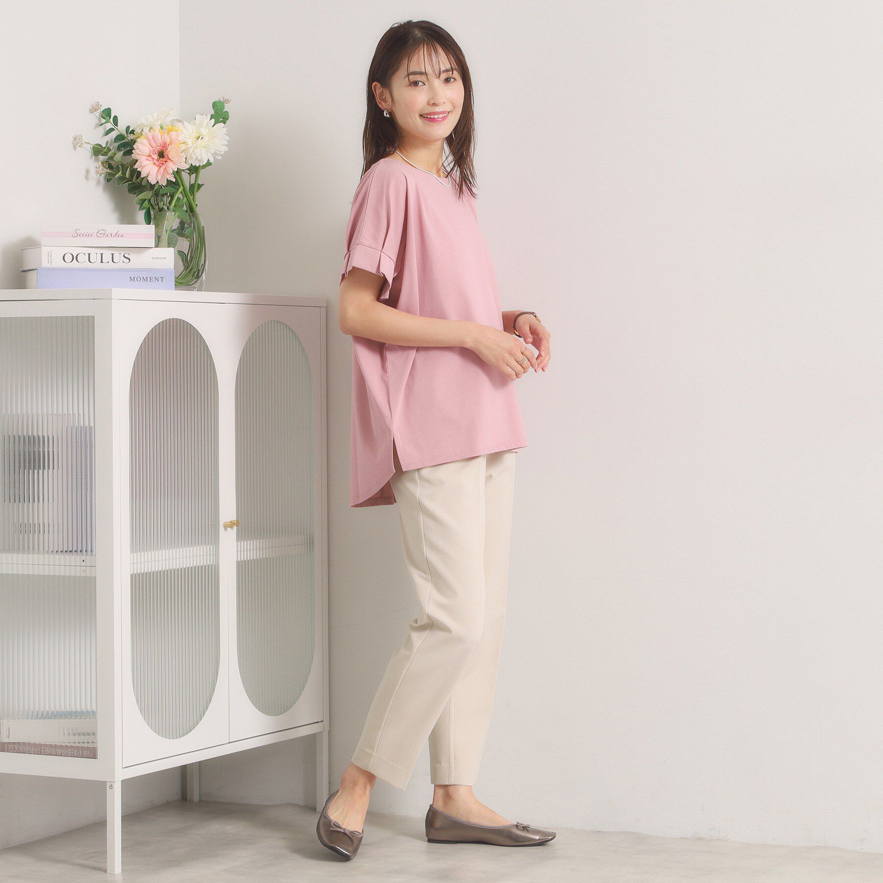 ITS&rsquo;DEMO「【汗染み防止／接触冷感／UVケア／毛玉防止】袖口タックトップス」|Tシャツ・カットソー|