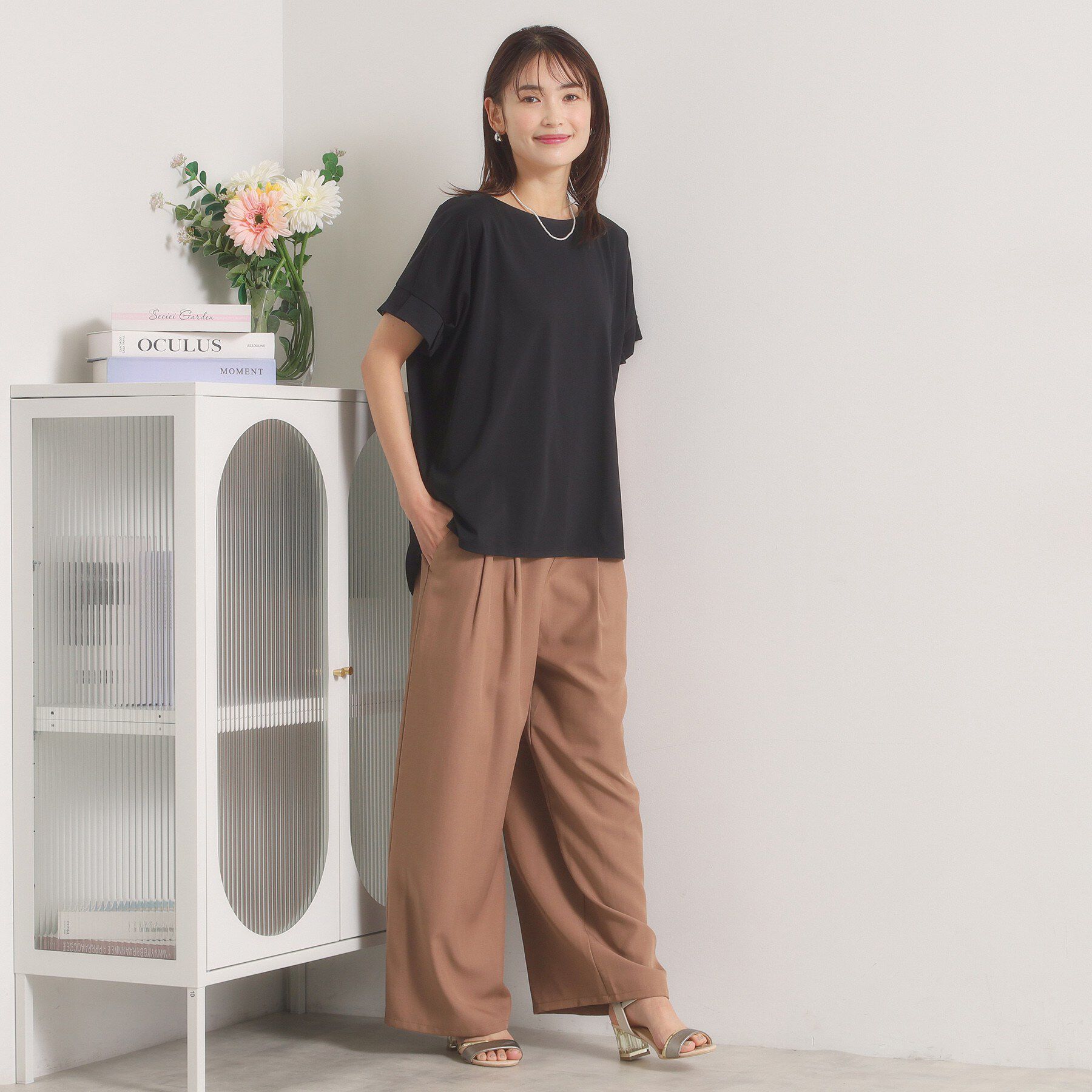 ITS&rsquo;DEMO「【汗染み防止／接触冷感／UVケア／毛玉防止】袖口タックトップス」|Tシャツ・カットソー|