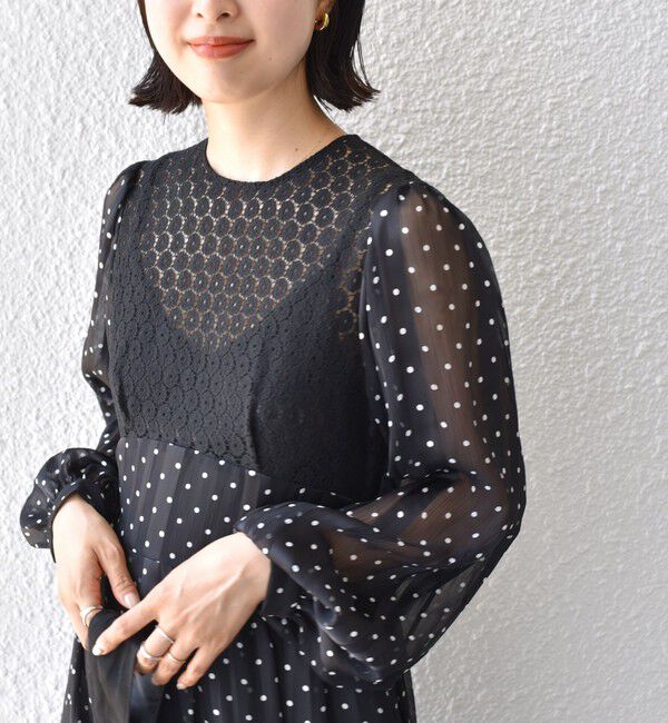 SHIPS for women「A PUPIL:ドット レース ロング ワンピース」|ワンピース|