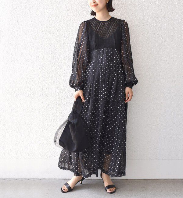 SHIPS for women「A PUPIL:ドット レース ロング ワンピース」|ワンピース|