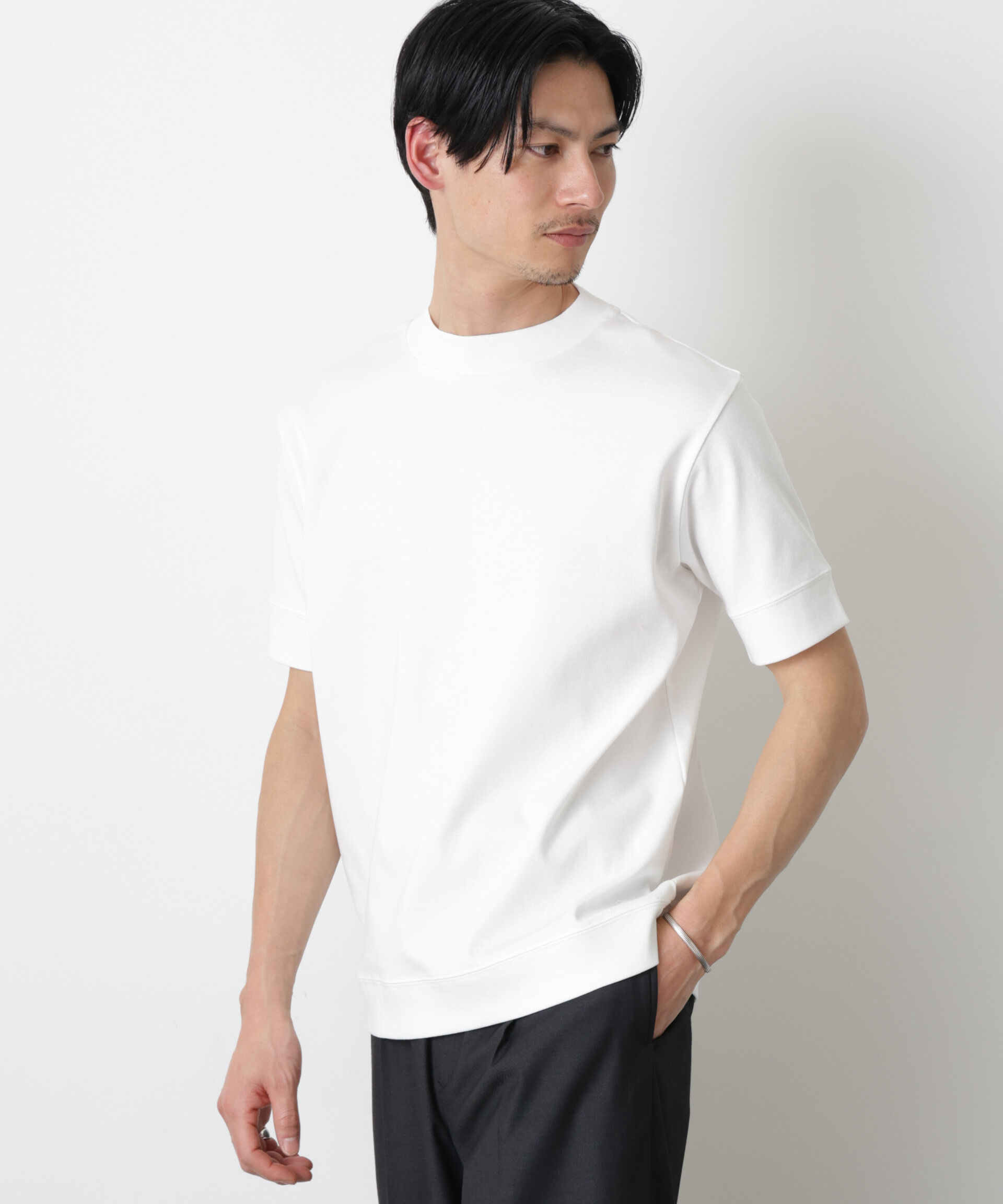 nano･universe「「FORMAL JERSEY」モックネックカットソー半袖」|Tシャツ・カットソー|